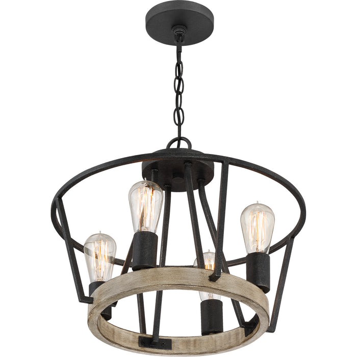 Quoizel BRT2817GK Four Light Pendant, Grey Ash