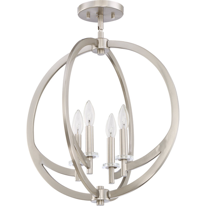 Quoizel ON1718BN Four Light Semi-Flush Mount, Brushed Nickel