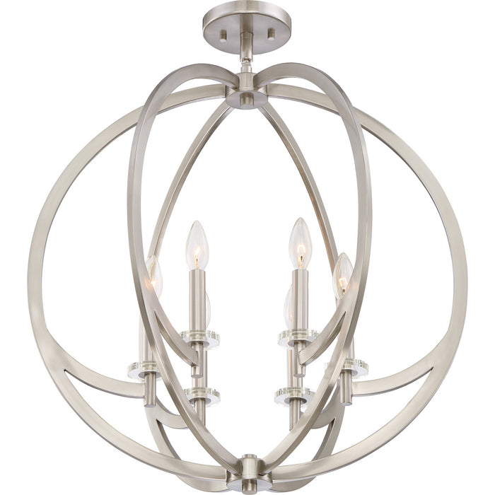 Quoizel ON1724BN Six Light Semi-Flush Mount, Brushed Nickel