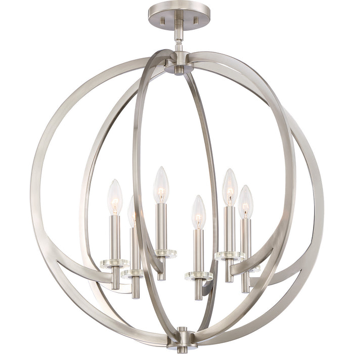 Quoizel ON1724BN Six Light Semi-Flush Mount, Brushed Nickel