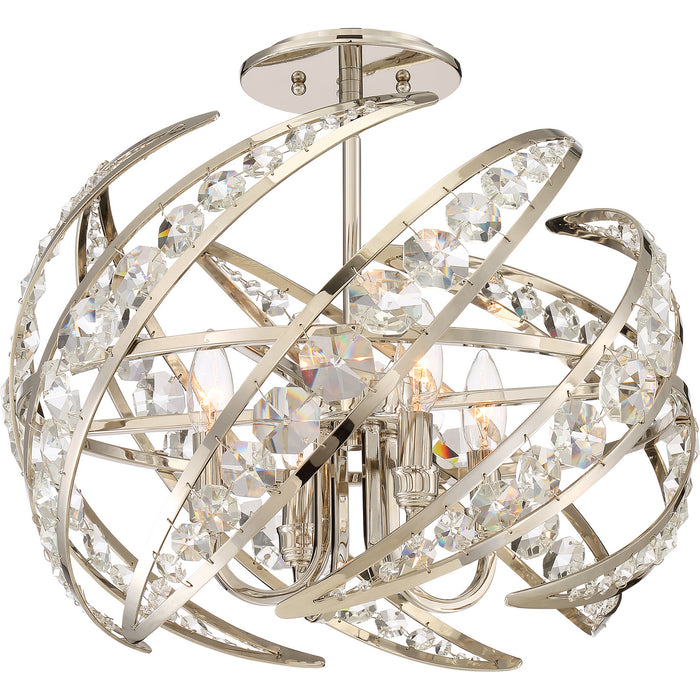 Quoizel PCCN1718PK Four Light Semi-Flush Mount, Polished Nickel