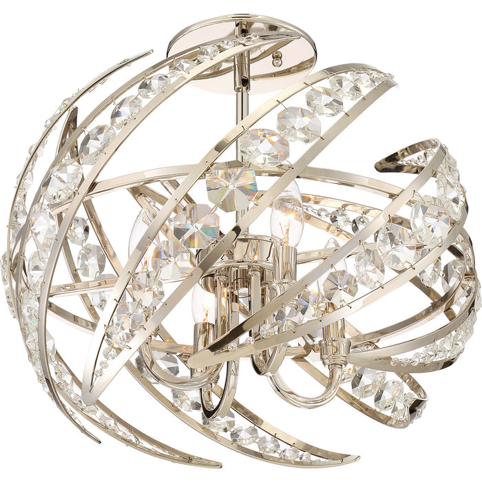 Quoizel PCCN1718PK Four Light Semi-Flush Mount, Polished Nickel