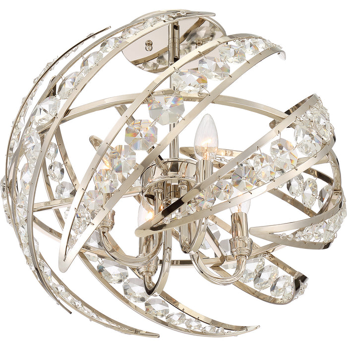 Quoizel PCCN1718PK Four Light Semi-Flush Mount, Polished Nickel
