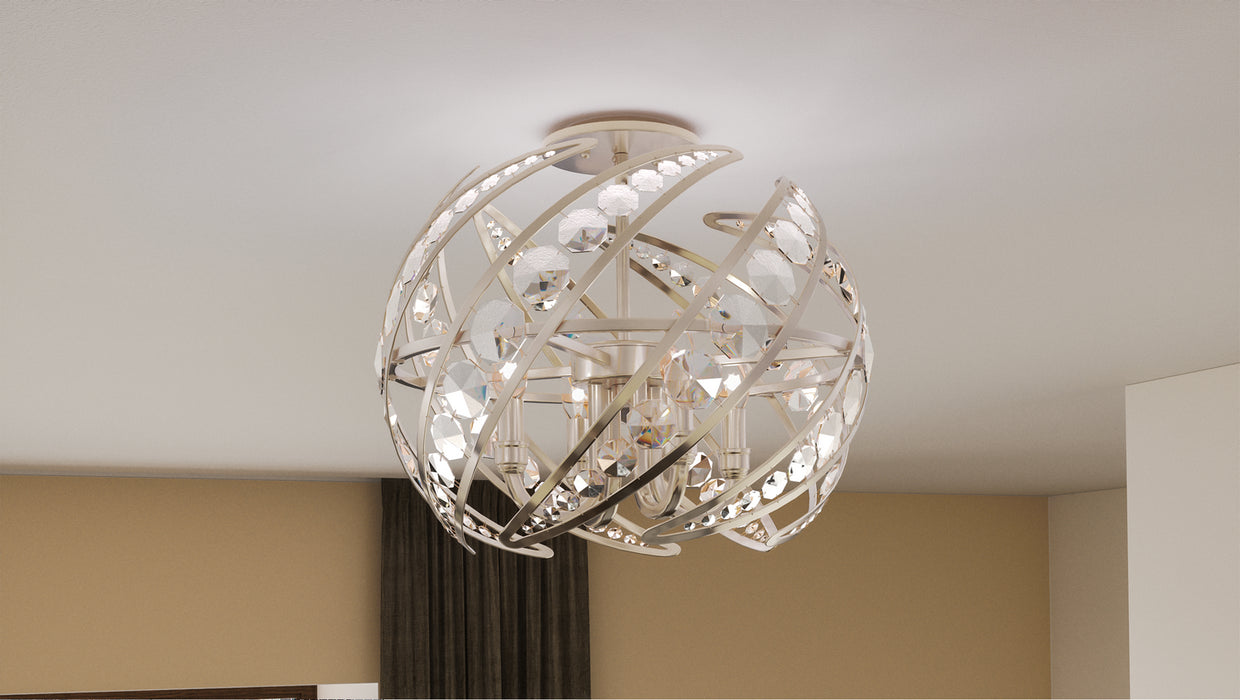 Quoizel PCCN1718PK Four Light Semi-Flush Mount, Polished Nickel