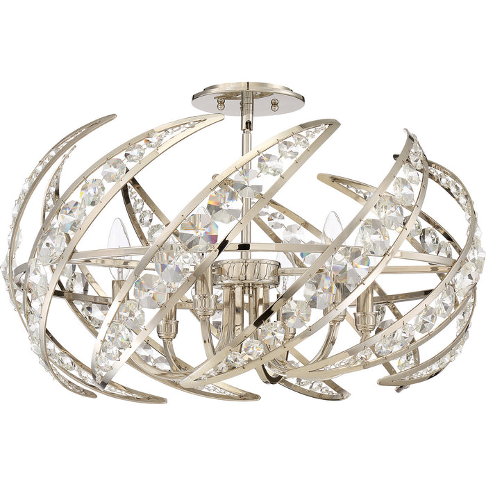 Quoizel PCCN1724PK Six Light Semi-Flush Mount, Polished Nickel