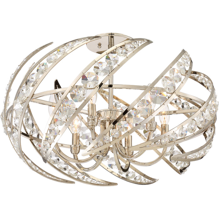 Quoizel PCCN1724PK Six Light Semi-Flush Mount, Polished Nickel