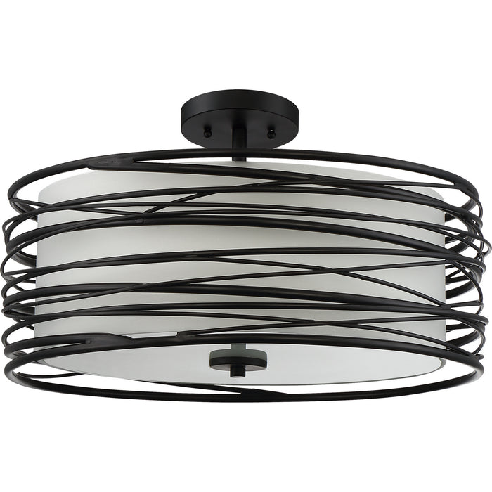 Quoizel SPL1720K Three Light Semi-Flush Mount, Mystic Black