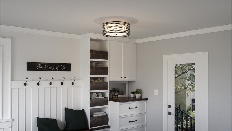 Quoizel SPL1720K Three Light Semi-Flush Mount, Mystic Black