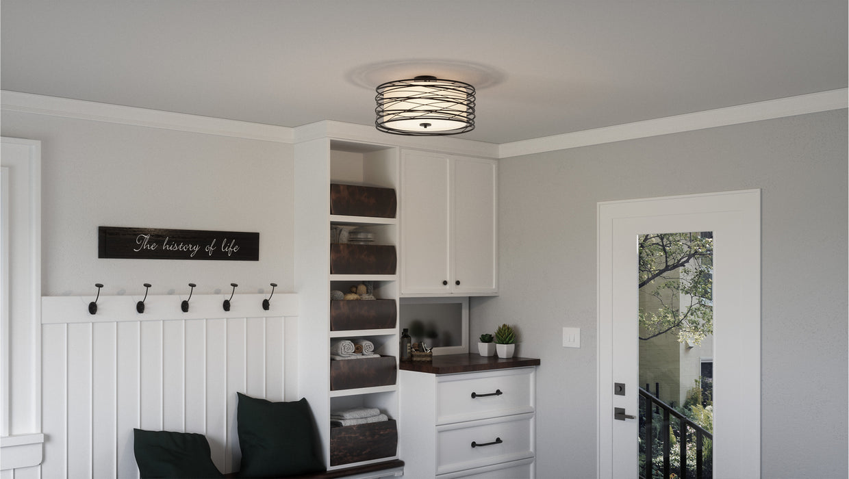 Quoizel SPL1720K Three Light Semi-Flush Mount, Mystic Black