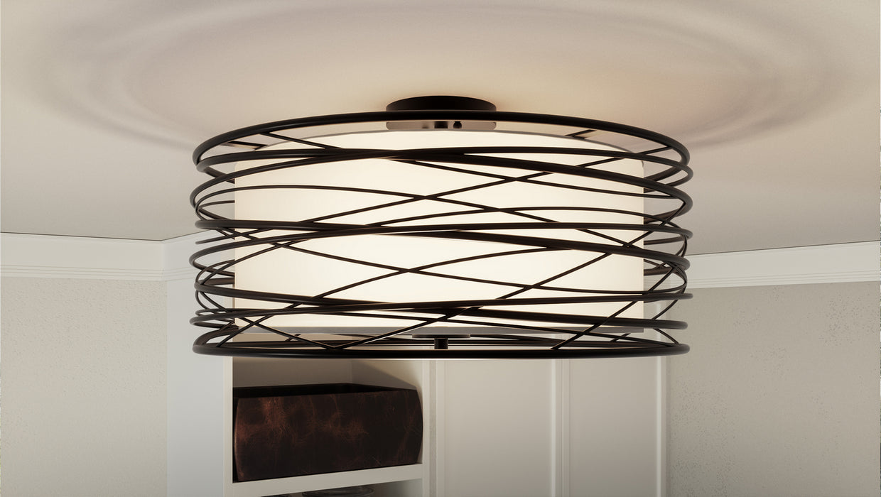Quoizel SPL1720K Three Light Semi-Flush Mount, Mystic Black