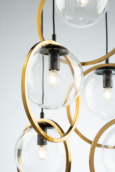 Artcraft AC10895VB Five Light Pendant, Black & Vintage Brass