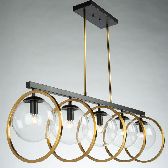 Artcraft AC10896VB Five Light Island Pendant, Black & Vintage Brass