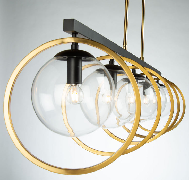 Artcraft AC10896VB Five Light Island Pendant, Black & Vintage Brass
