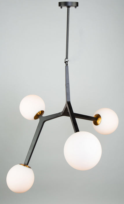 Artcraft AC10974VB Four Light Pendant, Black & Harvest Brass