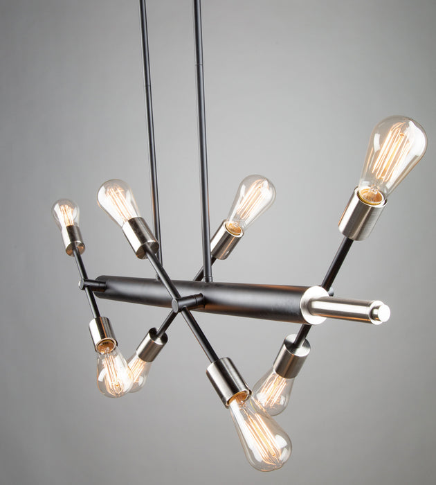 Artcraft AC11254NB Eight Light Island Pendant, Black & Brushed Nickel