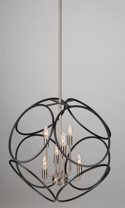 Artcraft AC11566NB Six Light Chandelier, Matte Black & Satin Nickel