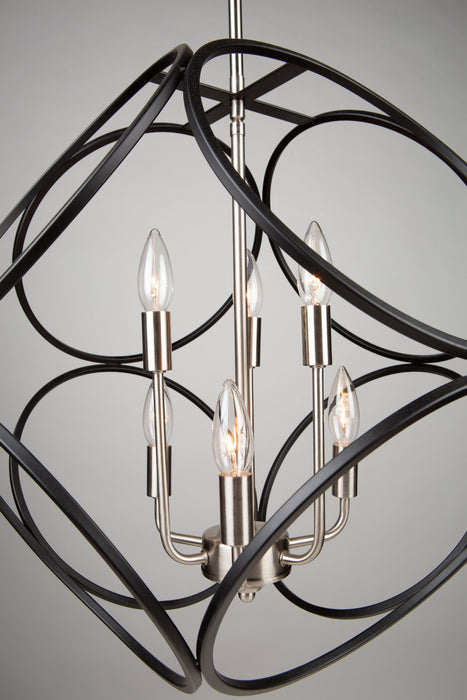 Artcraft AC11566NB Six Light Chandelier, Matte Black & Satin Nickel