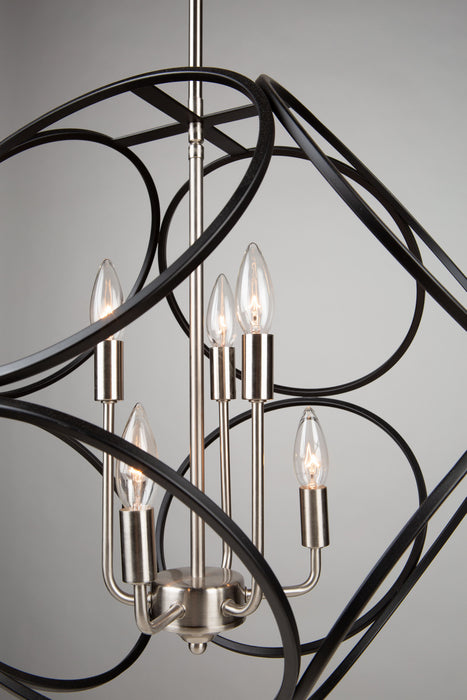 Artcraft AC11566NB Six Light Chandelier, Matte Black & Satin Nickel