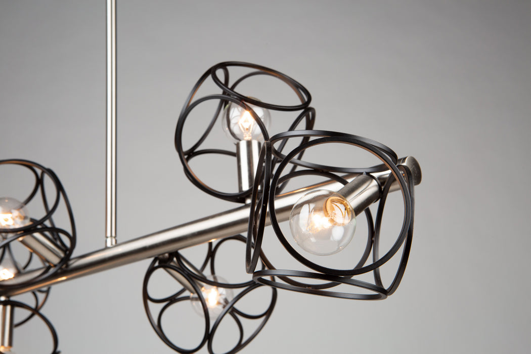 Artcraft AC11567NB Six Light Island Pendant, Matte Black & Satin Nickel