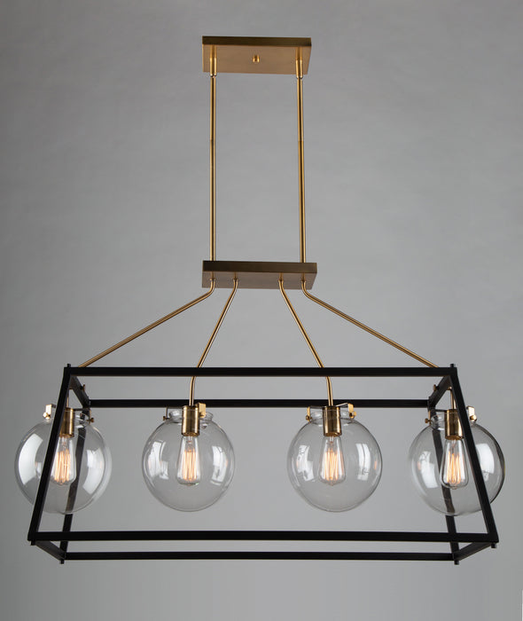 Artcraft AC11604VB Four Light Island Pendant, Black & Harvest Brass