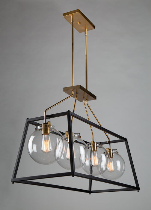 Artcraft AC11604VB Four Light Island Pendant, Black & Harvest Brass