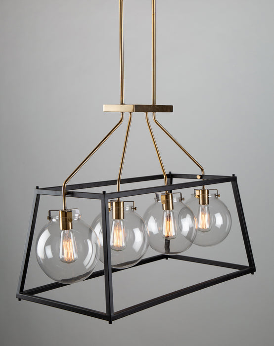 Artcraft AC11604VB Four Light Island Pendant, Black & Harvest Brass