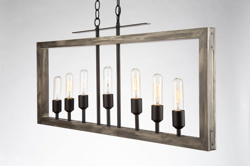 Artcraft AC11657BK Seven Light Island Pendant, Beach Wood & Black