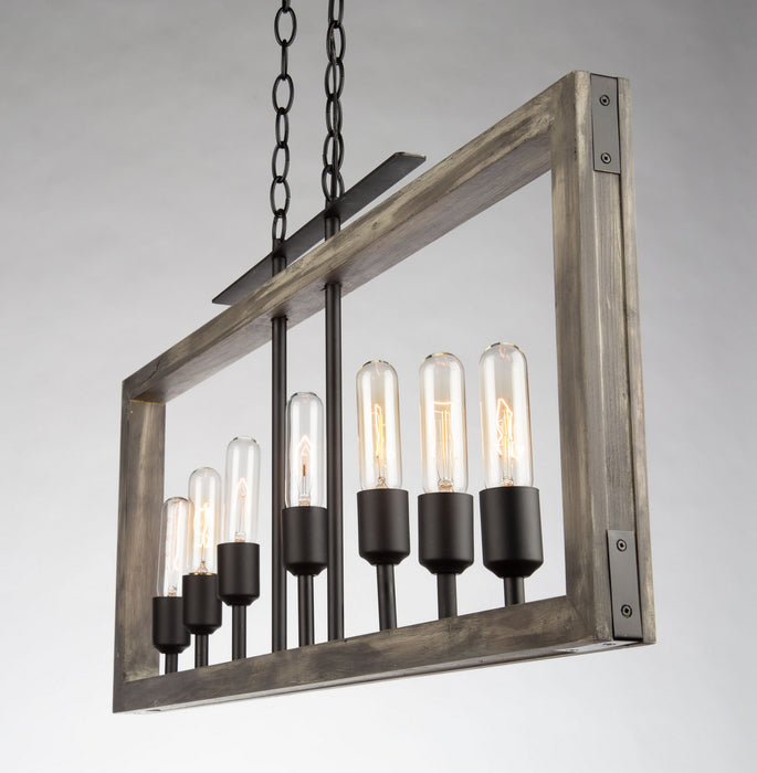 Artcraft AC11657BK Seven Light Island Pendant, Beach Wood & Black