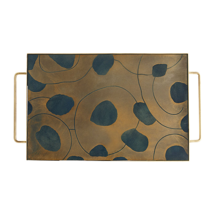 Arteriors 4791 Tray, Black and Mercury Flora