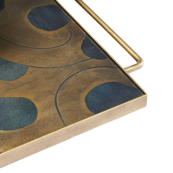 Arteriors 4791 Tray, Black and Mercury Flora