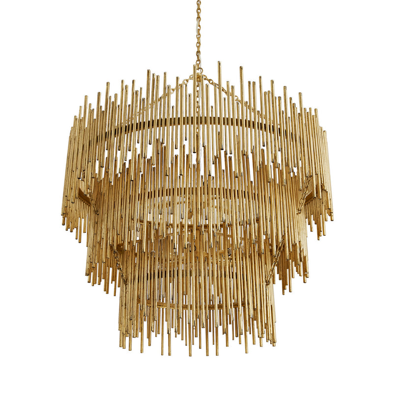 Arteriors 84033 12 Light Chandelier, Gold Leaf