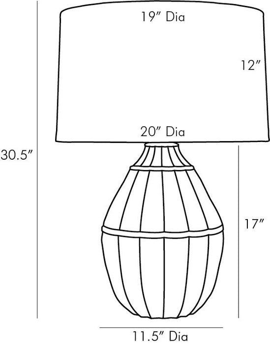 Arteriors DW11004-578 Two Light Table Lamp, Egg Shell