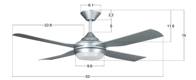 Beacon Lighting 21289601 52" Ceiling Fan, Silver