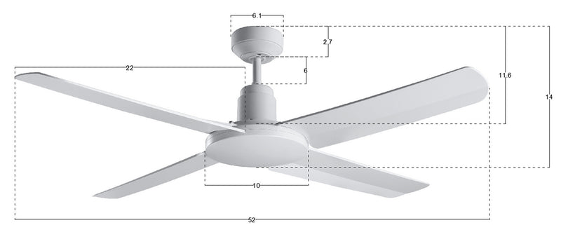 Beacon Lighting 21302501 52``Ceiling Fan, White