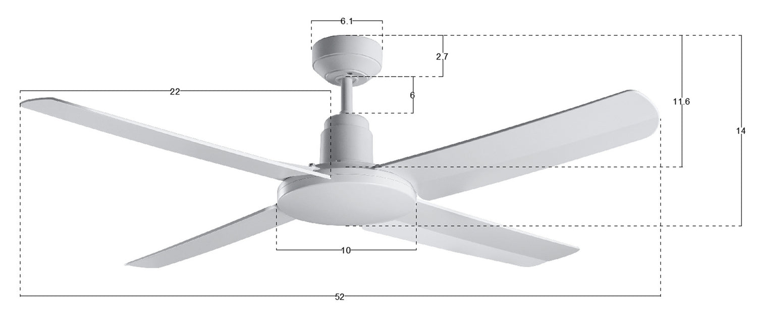 Beacon Lighting 21302501 52``Ceiling Fan, White