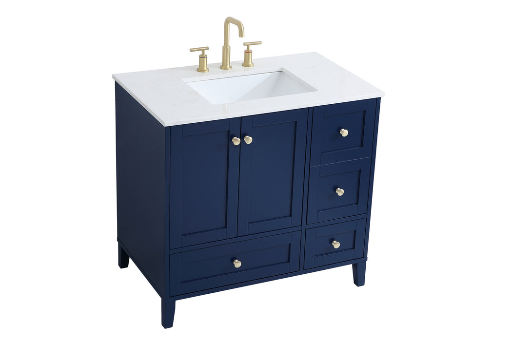 Elegant Lighting VF18036BL Single Bathroom Vanity, Blue