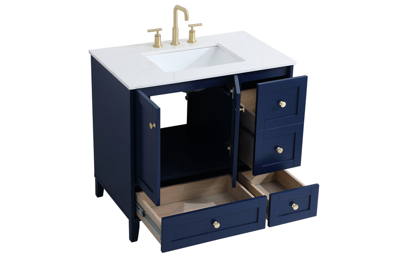 Elegant Lighting VF18036BL Single Bathroom Vanity, Blue