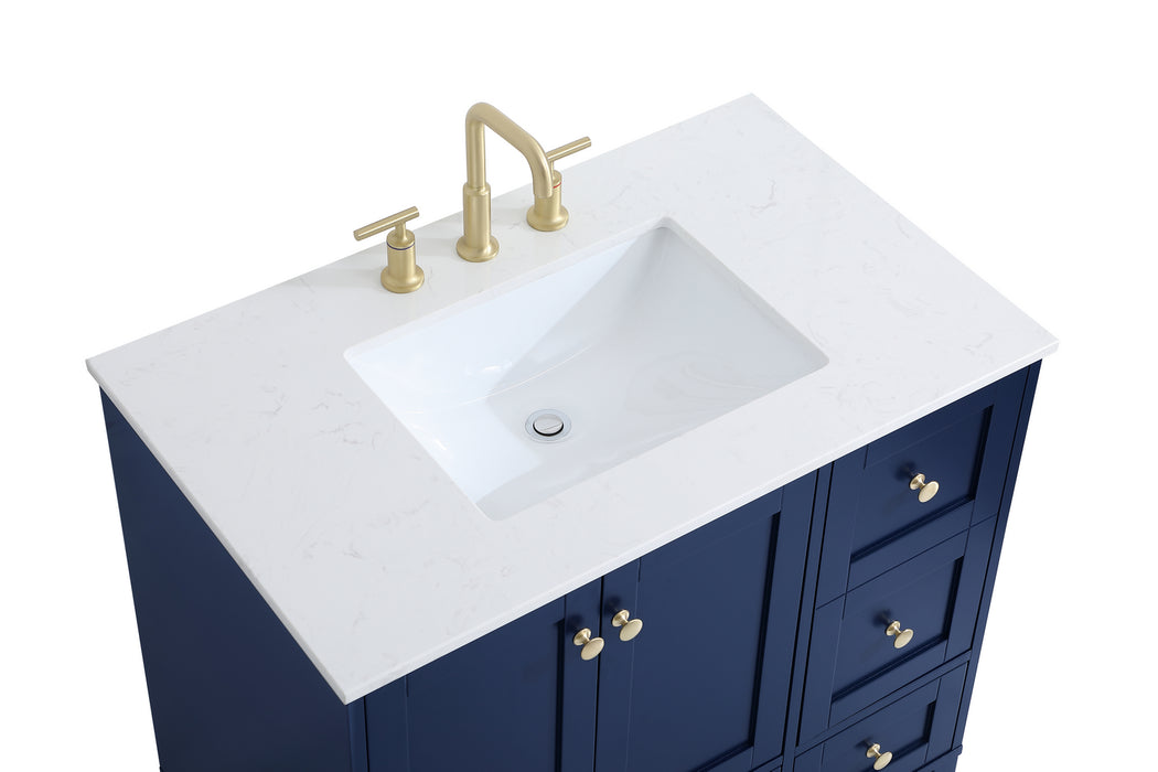 Elegant Lighting VF18036BL Single Bathroom Vanity, Blue