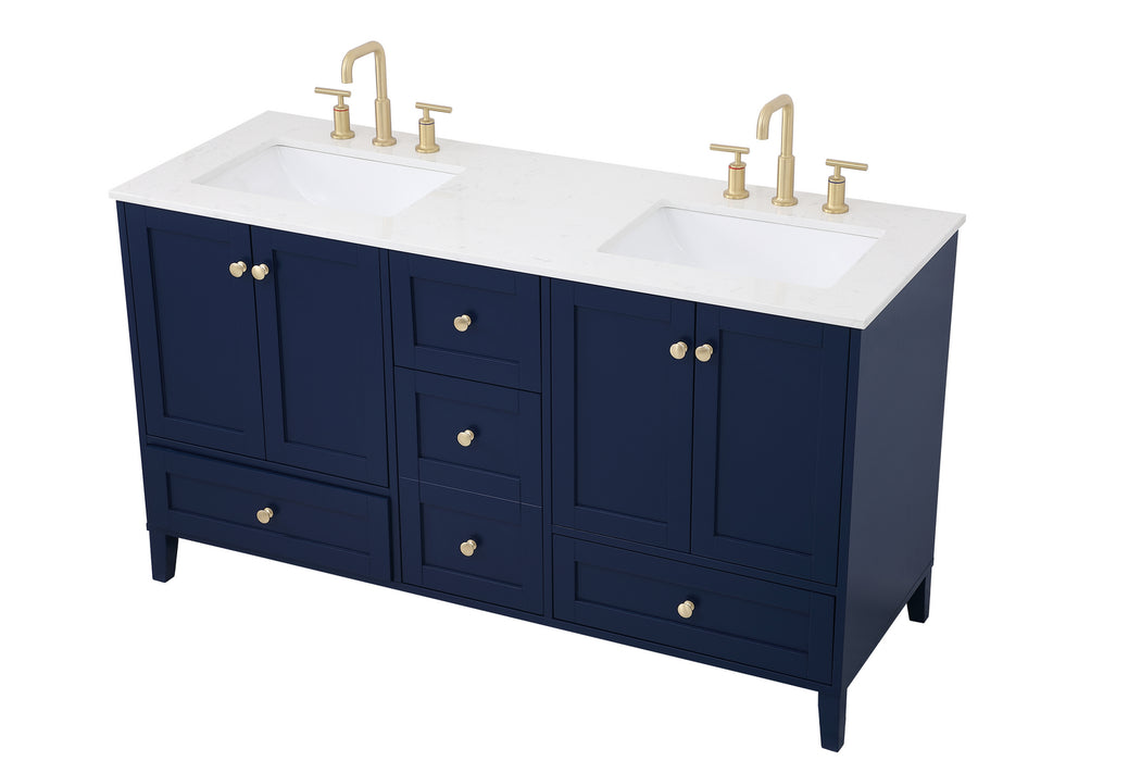 Elegant Lighting VF18060DBL Double Bathroom Vanity, Blue