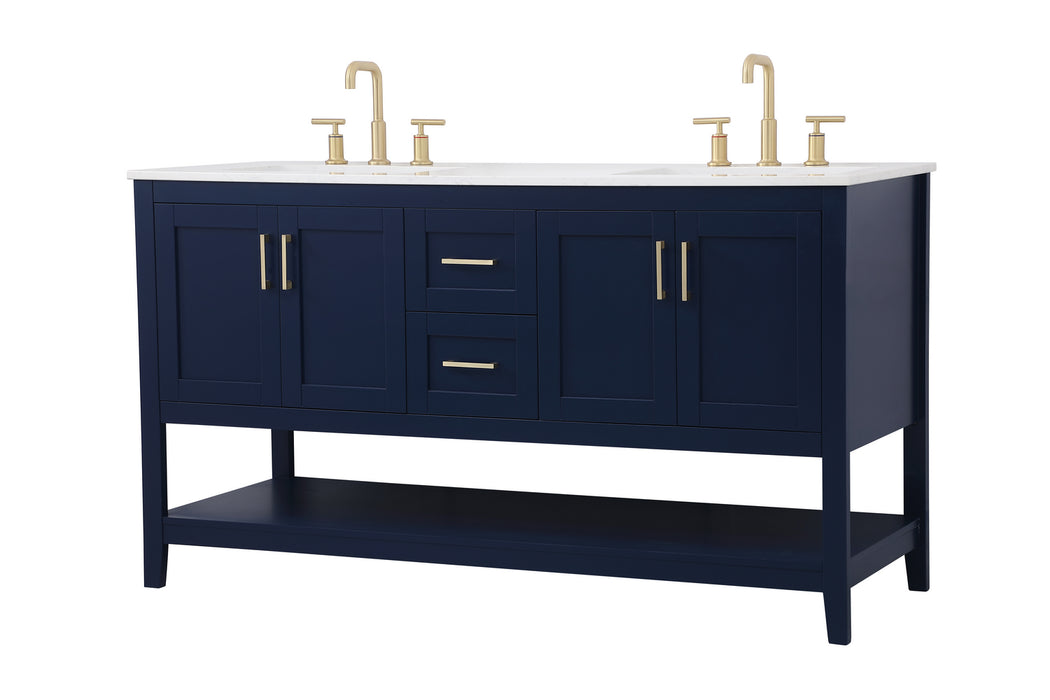 Elegant Lighting VF16060DBL Double Bathroom Vanity, Blue