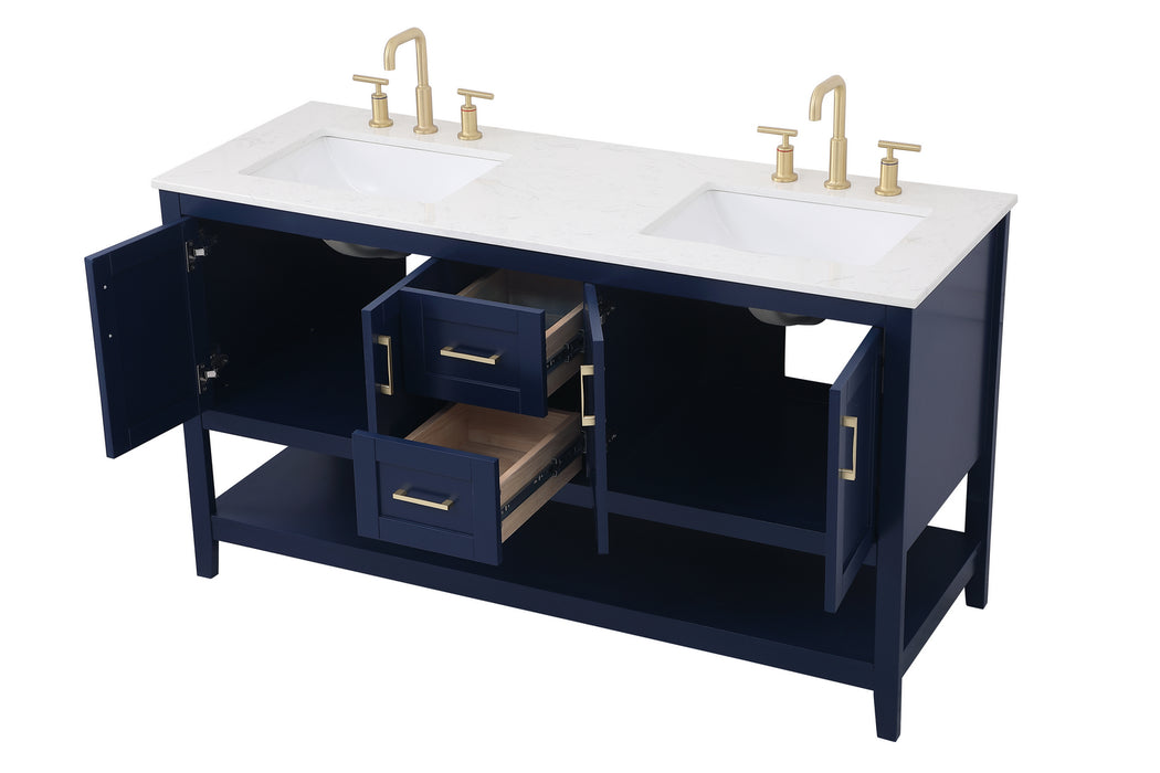 Elegant Lighting VF16060DBL Double Bathroom Vanity, Blue