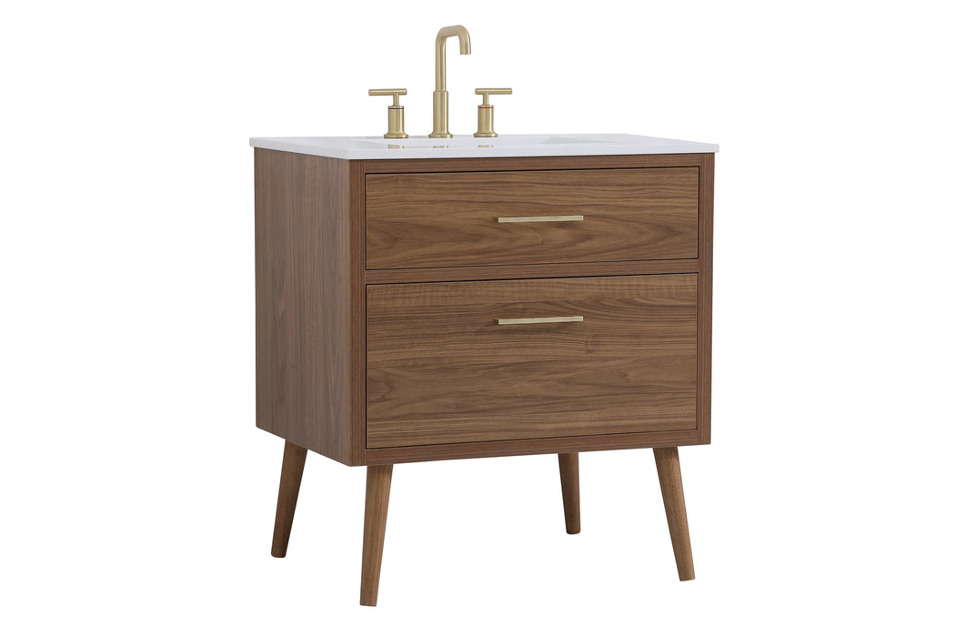 Elegant Lighting VF41030WB Bathroom Vanity Set, Walnut Brown