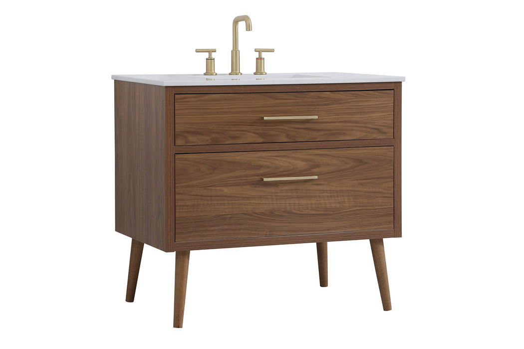 Elegant Lighting VF41036WB Bathroom Vanity Set, Walnut Brown
