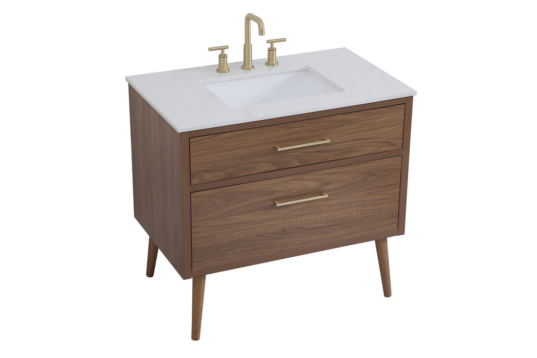 Elegant Lighting VF41036WB Bathroom Vanity Set, Walnut Brown