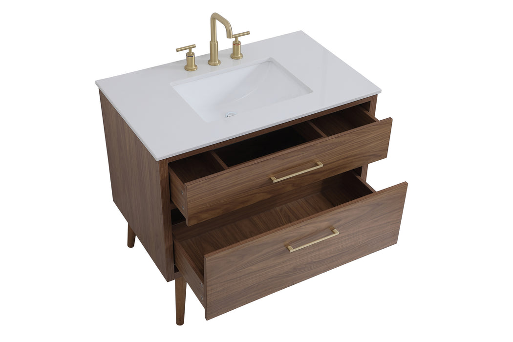 Elegant Lighting VF41036WB Bathroom Vanity Set, Walnut Brown