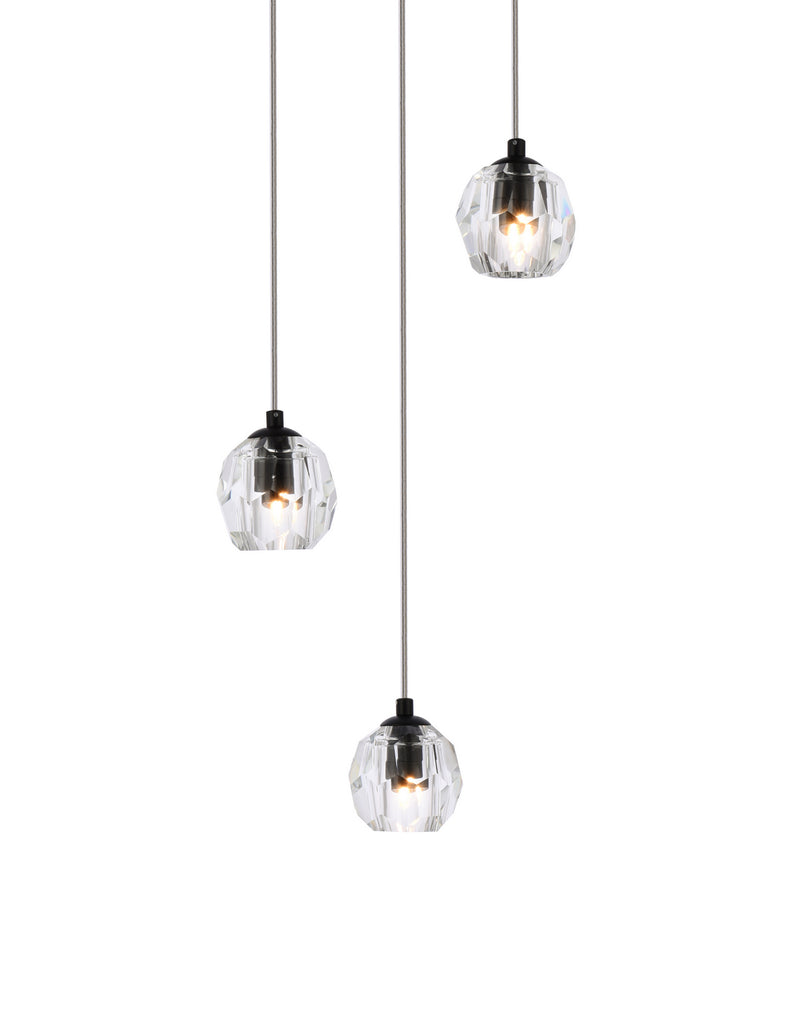 Elegant Lighting 3505D12BK LED Pendant, Black