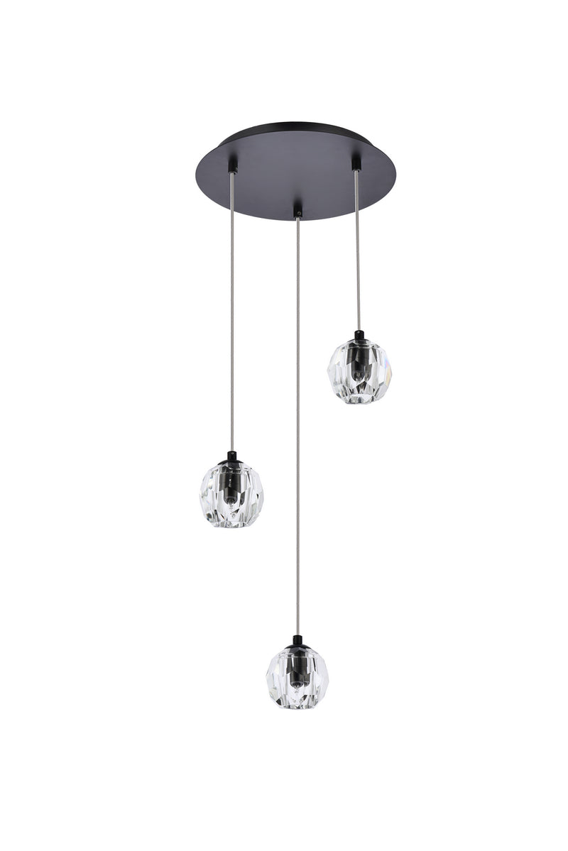 Elegant Lighting 3505D12BK LED Pendant, Black