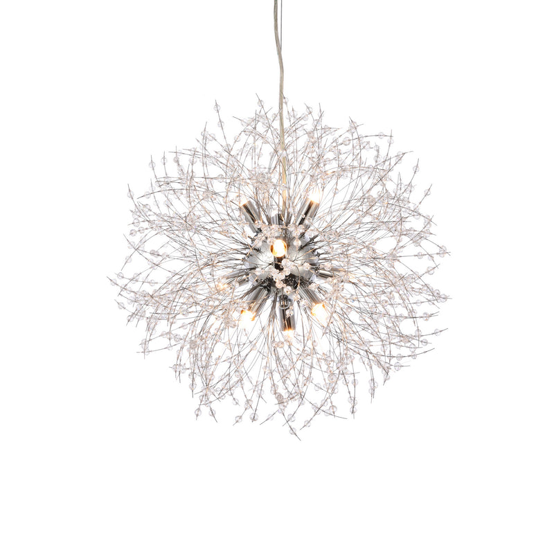 Elegant Lighting 3507D18C Nine Light Pendant, Chrome
