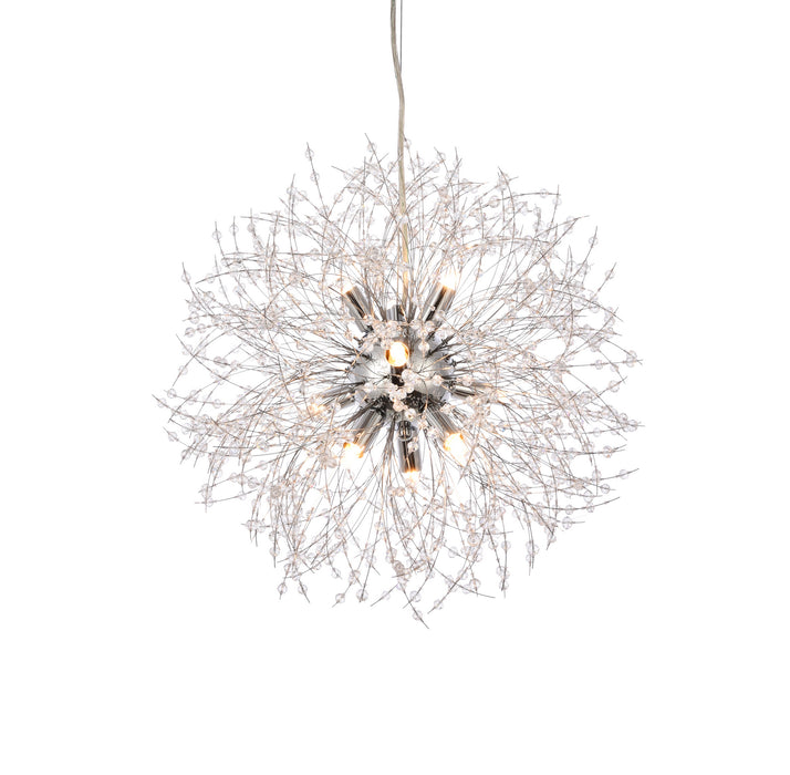 Elegant Lighting 3507D18C Nine Light Pendant, Chrome