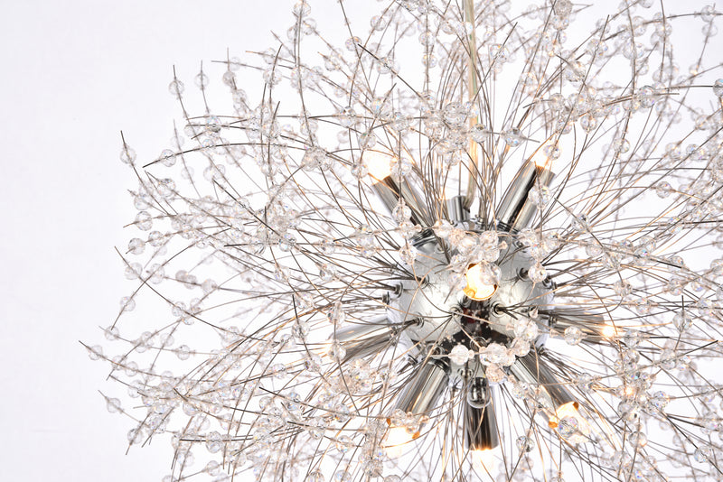 Elegant Lighting 3507D18C Nine Light Pendant, Chrome